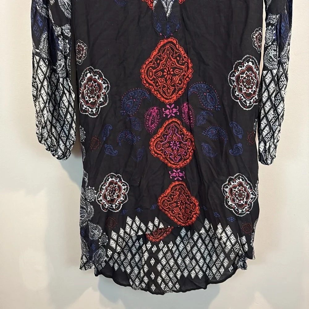 Free People High Low Mixed Print Paisley Geometric Tunic Midi Dress Size XS